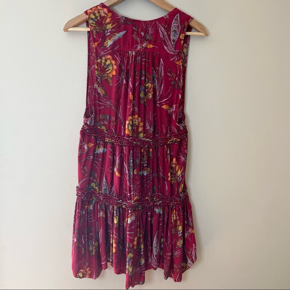 FREE PEOPLE BERRY FLORAL TUNIC TOP SIZE SMALL - Picture 5 of 5